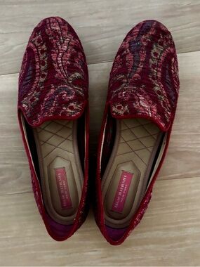 Isaac Mizrahi Red Paisley Slip-On Flats